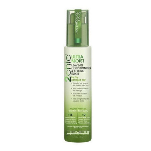 Giovanni Cosmetics, 2Chic Ultra-Moist Leave-In Conditioning And Styling Elixir With Avocado & Olive Oil, 4 Oz Giovanni Cosmetics