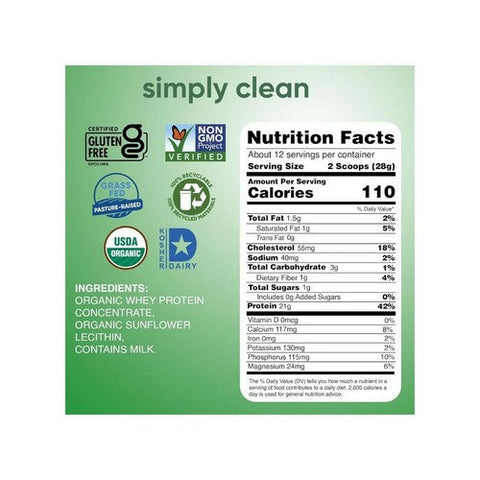 Simply Tera's, Organic Whey Protein Unsweetened, 12 Oz Simply Tera's