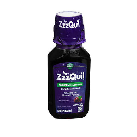 Vicks, Zzzquil Diphenhydramine Hcl Nighttime Sleep-Aid Liquid Warming Berry, 6 Oz Vicks