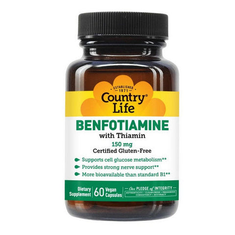 Country Life, Vitamin B1 with Benfotiamine, 60 Vcaps Country Life