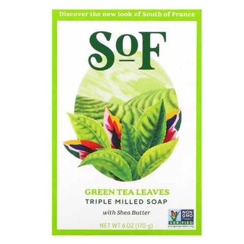 South Of France Soaps, Triple Milled Soap Bar Green Tea Leaves, 6 Oz South Of France Soaps