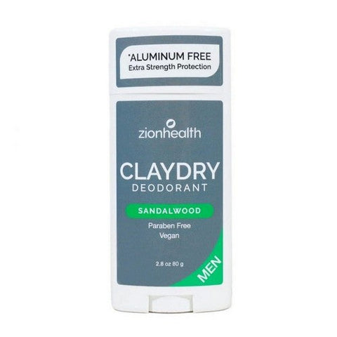 Zion Health, Mens Clay Dry Deodorant Aluminum Free Bold Sandalwood, 2.8 Oz Zion Health