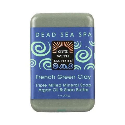 One with Nature, Dead Sea Mineral Bar Soap French Green Clay, French Green Clay 7 Oz One with Nature