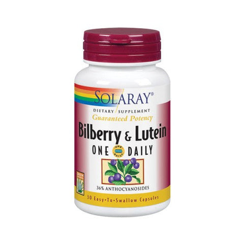 Solaray, Bilberry & Lutein, 160 mg, 30 Veg Caps Solaray