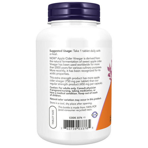 Now Foods, Apple Cider Vinegar, 750 mg, 180 Tabs Now Foods