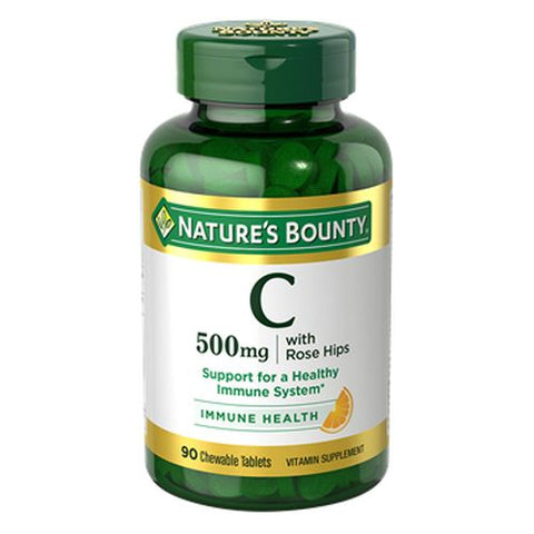 Nature's Bounty, Nature's Bounty Vitamin C With Rose Hips Chewable, 500 mg, 24 X 90 Chewable Tabs Nature's Bounty