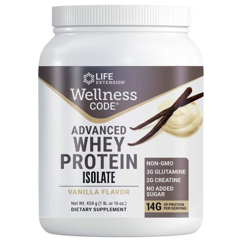 Life Extension, Wellness Code Advanced Whey Protein Isolate Vanilla, 454 Grams Life Extension