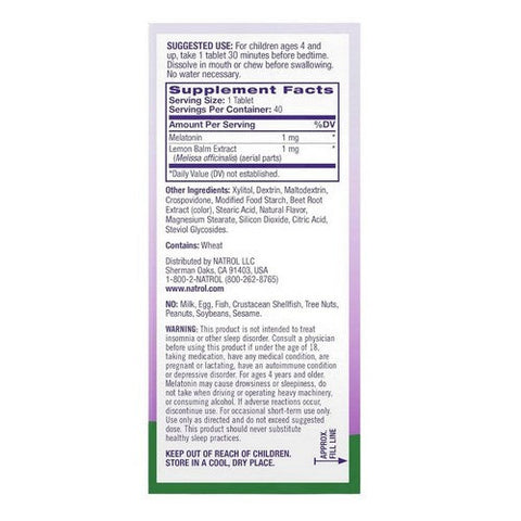 Natrol, Kids Fast Dissolve Melatonin Strawberry, 1 Mg, 40 Tabs Natrol