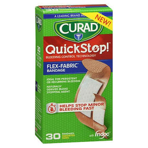 Curad, Quickstop Flex-Fabric Bandages Assorted Sizes, 30 Each Curad