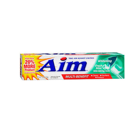 Aim, Whitening Anticavity Fluoride Gel Toothpaste Fresh Mint, 5.5 Oz Aim
