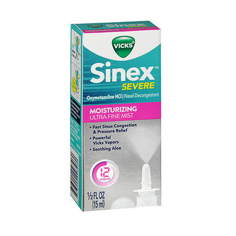 Vicks, Sinex Severe Oxymetazoline Hcl Nasal Decongestant Ultra Fine Mist Moisturizing, 0.5 Oz Vicks