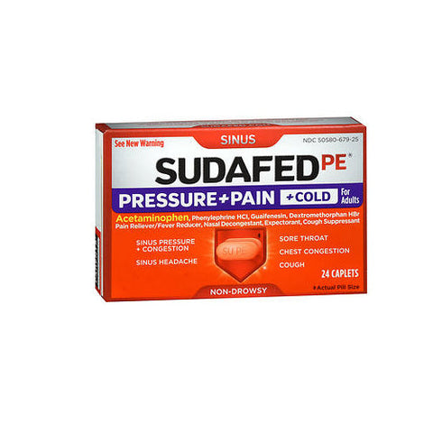 Sudafed Pe, Sudafed Pressure + Pain + Cold Caplets, 24 Tabs Sudafed Pe