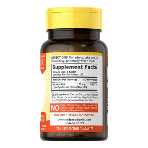 Sundance, Vitamins B-6, 100 mg, 100 Tabs Sundance