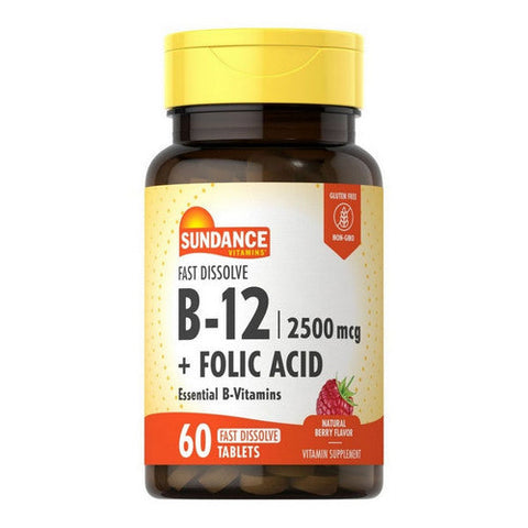 Sundance, Vitamin B12 Plus Folic Acid, 2500 Mcg, 60 Tabs Sundance