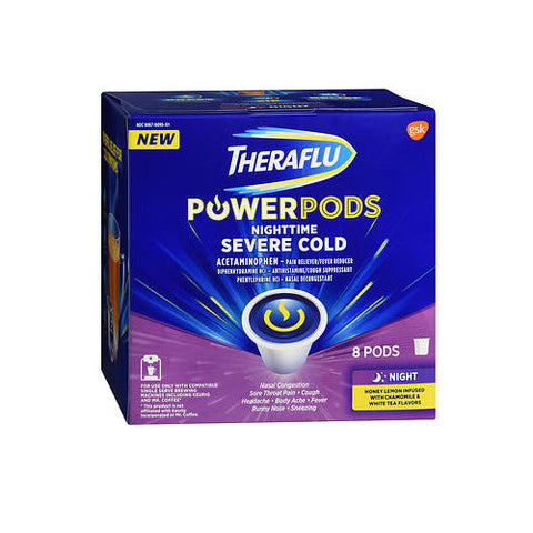 Aquafresh, Theraflu Nighttime Severe Cold Power Pods Honey Lemon Infused with Chamomile & White Tea Flavors, 8 Each Theraflu