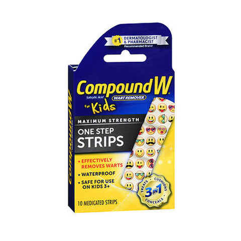 Compound W, Wart Remover Salicylic Acid One Step Medicated Strips For Kids Maximum Strength, 10 Each Compound W