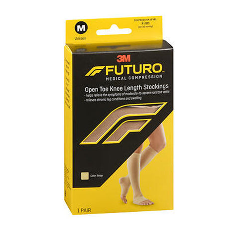 3M, Futuro Medical Compression Open Toe Knee Length Stockings Unisex Medium Beige Firm, 1 Each Futuro