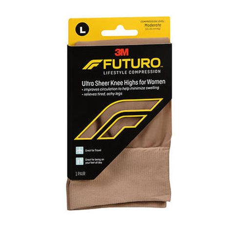 Futuro, Lifestyle Compression Ultra Sheer Knee Highs For Women Moderate Large Nude, 1 Each Futuro