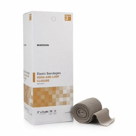 McKesson, Elastic Bandage 3 Inch X 5 Yard Single Hook and Loop Closure Tan 053, Case Of 5 McKesson