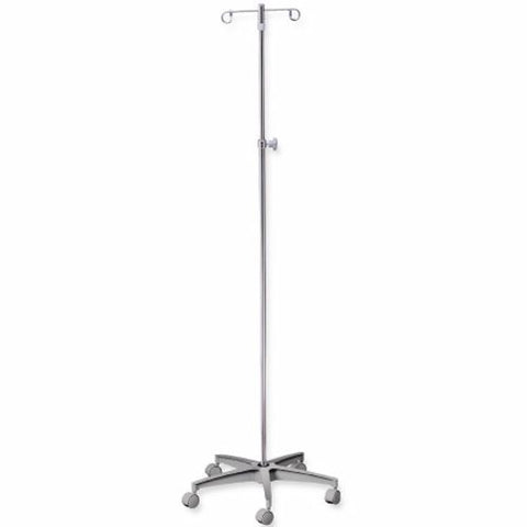 McKesson, IV Stand Floor Stand McKesson 2-Hook 5-Leg, Dual-Wheel Nylon Casters, Cast Aluminum Base, Count of 1 McKesson