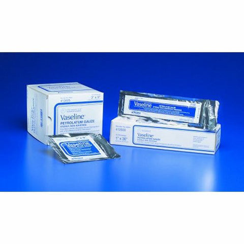 Vaseline, Petrolatum Impregnated Dressing Vaseline 1 X 8 Inch Gauze Petrolatum Sterile, Box Of 50 Vaseline