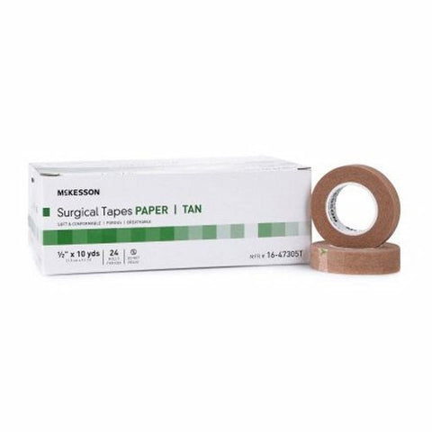 McKesson, Medical Tape McKesson Paper 1/2 Inch X 10 Yard Tan NonSterile, Box Of 24 McKesson