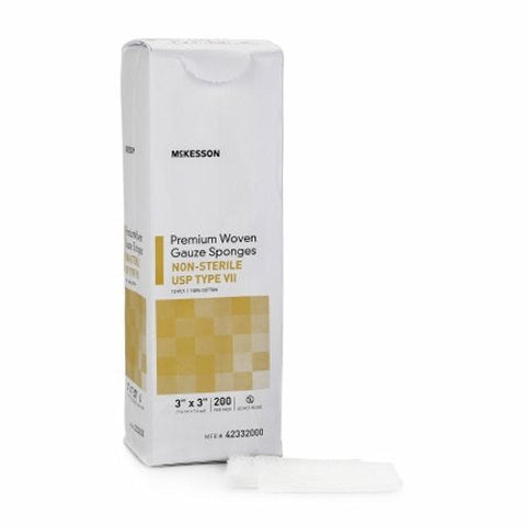 McKesson, USP Type VII Gauze Sponge McKesson Cotton 12-Ply 3 X 3 Inch Square NonSterile, Pack Of 200 McKesson
