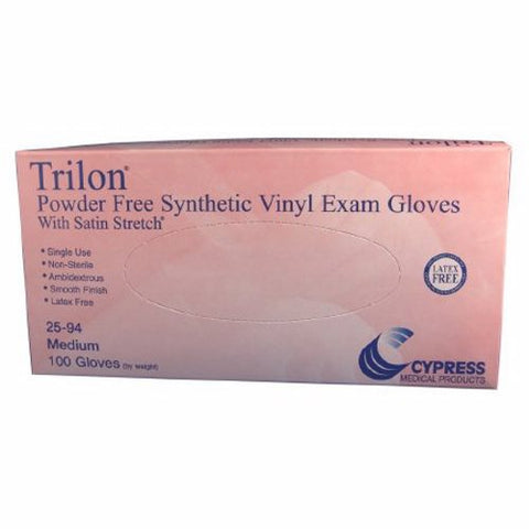 McKesson, Exam Glove Trilon  Medium NonSterile Vinyl Standard Cuff Length Smooth Clear Not Chemo Approved WITH, Box Of 100 McKesson