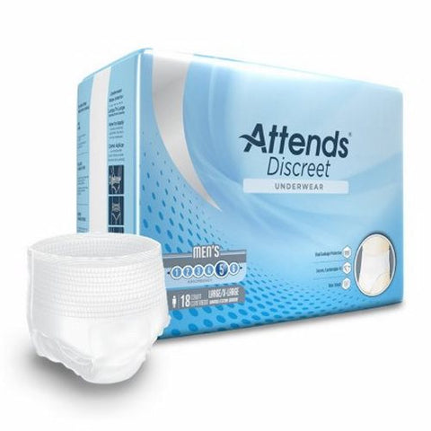 Attends, Male Adult Absorbent Underwear For Men Pull On with Tear Away Seams Large, Count of 18 Attends