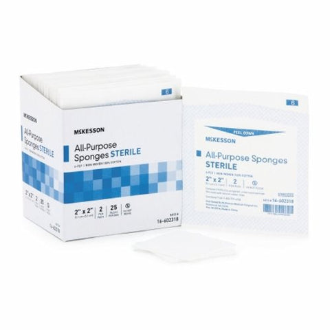 McKesson, Nonwoven Sponge 2 X 2 Inch 4-Ply Sterile 16-602318, Box Of 25 McKesson