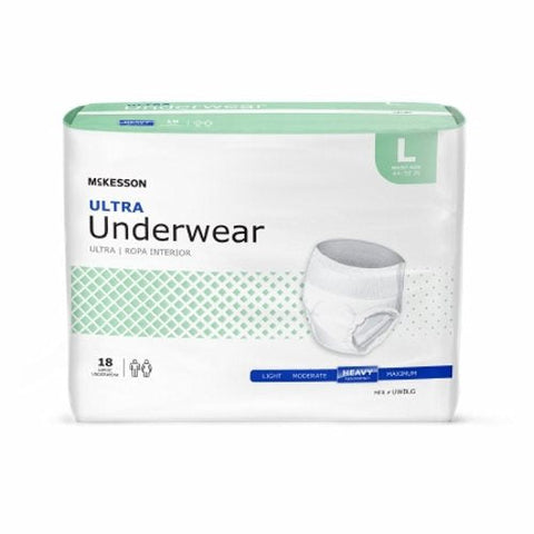 McKesson, Ultra Unisex Adult Absorbent Underwear Pull On with Tear Away Seams Large Disposable Heavy Absorbency, Count of 4 McKesson