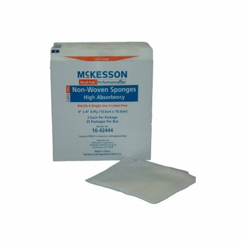 McKesson, Nonwoven Sponge 4 X 4 Inch 4-Ply Sterile 16-42444, Case Of 24 McKesson