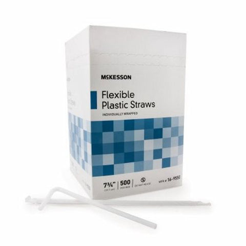 McKesson, Flexible Drinking Straw McKesson 7-3/4 Inch White Individually Wrapped, Box Of 1 McKesson