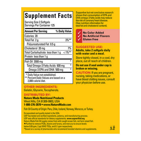 Nature Made, Fish Oil, 1000 Mg, 250 Softgels