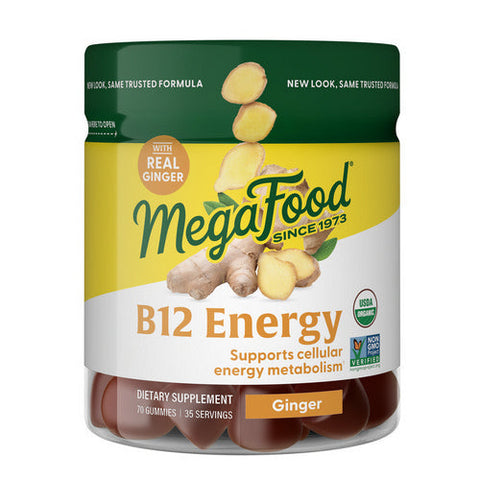 MegaFood, B12 Energy, Ginger, 70 Gummies MegaFood