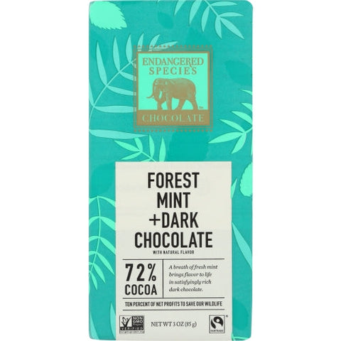 Endangered Species, Choc Bar Rain Forest Drk, Case of 12 X 3 Oz Endangered Species