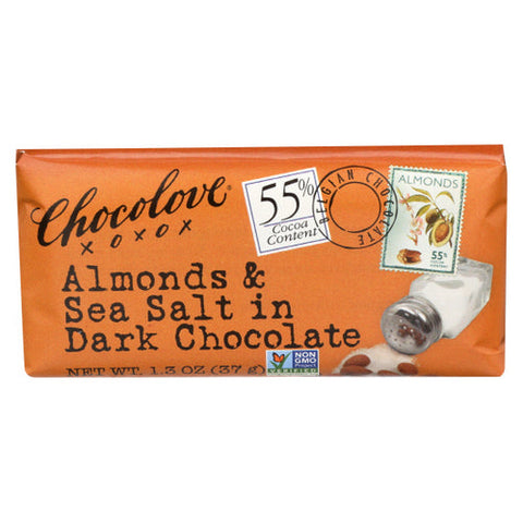 Chocolove, Dark Chocolate Bar Almonds And Sea Salt, 1.3 Oz(Case Of 12) Chocolove