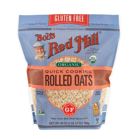 Bobs Red Mill, Organic Quick Cooking Rolled Oats Grain Free, 28 Oz(Case Of 4) Bobs Red Mill
