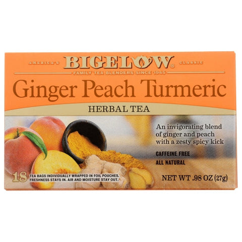 Bigelow, Ginger Peach Turmeric Herbal Tea, 0.98 Oz(Case Of 6) Bigelow
