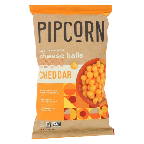 Pipcorn, Cheese Balls Cheddar, 4.5 Oz(Case Of 12) Pipcorn