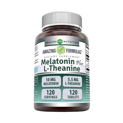 Amazing Formulas Melatonin Plus L-Theanine 120 Tabs by Amazing Nutrition