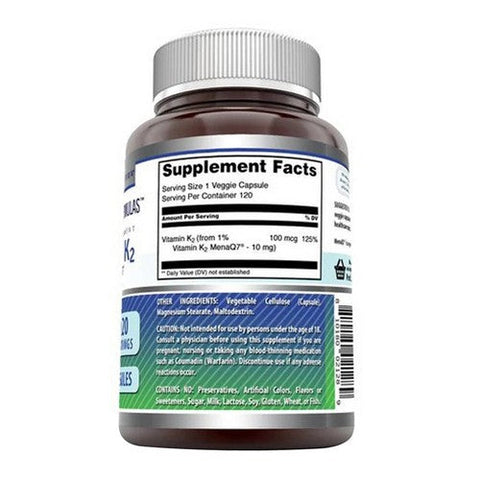 Amazing Nutrition, Amazing Formulas Vitamin K2 Menaq7, 100 mcg, 120 Veg Caps Amazing Nutrition