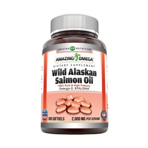 Amazing Nutrition, Amazing Omega Wild Alaskan Salmon Oil, 2000 mg, 180 Softgels Amazing Nutrition