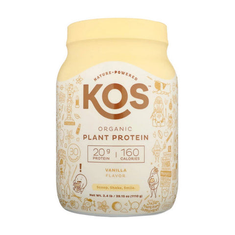 Kos, Organic Plant Based Protein Powder Chocolate Peanut Butter, Vanilla 39.15 Oz Kos