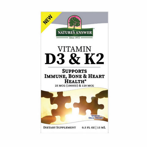 Nature's Answer, Vitamin D3 And K2 Drops, 0.5 Oz