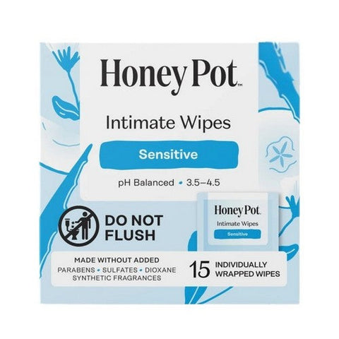 The Honey Pot, Sensitive Feminine Wipes, 15 Count The Honey Pot