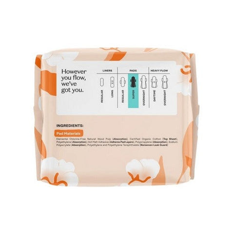 The Honey Pot, Organic Cotton Cover Super Pads With Wings, 16 Count