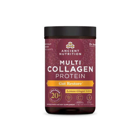 Ancient Nutrition, Multi Collagen Protein Gut Restore, Lemon Ginger 8.4 Oz Ancient Nutrition