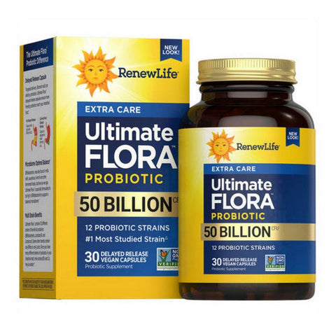 Renew Life, Extra Care Ultimate Flora Probiotic, 50 Billion CFU, 30 Capsules Renew Life