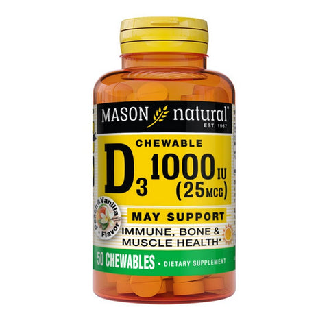 Vitamin D3 Chewables Peach & Vanilla 50 Tabs by Mason